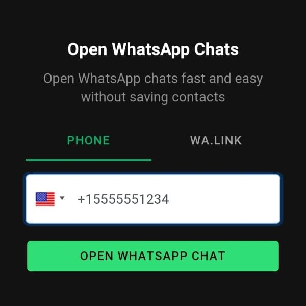 Open WhatsApp chat with phone number